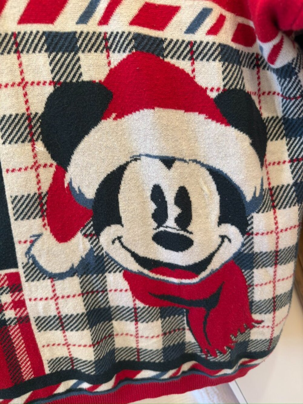 RARE Disneyland Resort Christmas Spirit Jersey Knit Sweater Mickey Holiday Plaid - Picture 7 of 14